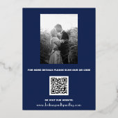 Elegant Navy Blue Modern QR Code Foto Folie Uitnodiging (Achterkant)