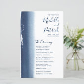 Elegant Navy Blue Modern Wedding Programme (Staand voorkant)