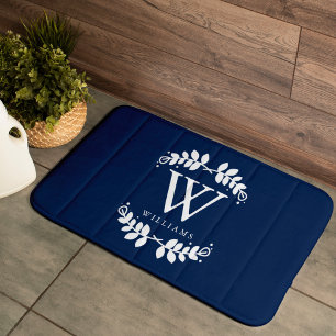 Elegant Navy Blue Monogram Badmat