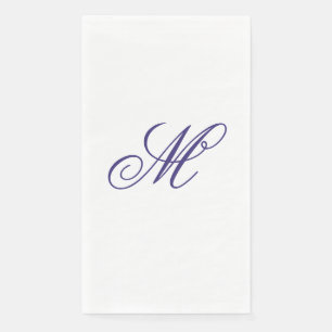Elegant Navy Blue Monogram Initiaal Servet