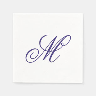 Elegant Navy Blue Monogram Initiaal Servet