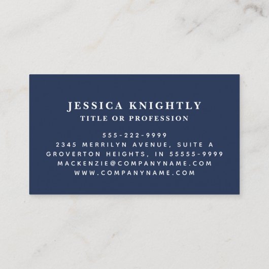 Elegant Navy Blue Monogram Script Initialen Visitekaartje (Achterkant)