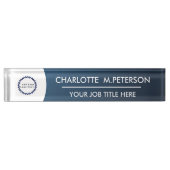 Elegant Navy Blue Naambordje (Voorkant)