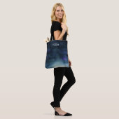 Elegant Navy Blue Ombre | Monogram Draagtas (Op model)