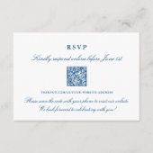 Elegant Navy Blue Online RSVP QR Code Informatiekaartje (Voorkant)