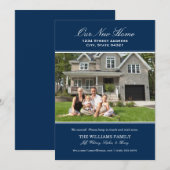 Elegant Navy Blue Our New Home Photo Movement Aankondiging (Voorkant / Achterkant)