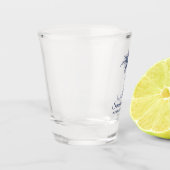 Elegant Navy Blue Palm Tree (geïndividualiseerd) Shot Glas (Links)
