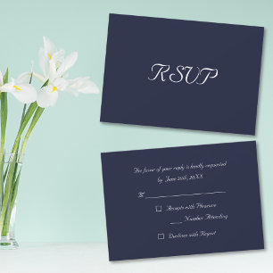 Elegant Navy Blue Party Réponse RSVP Invitation Ca