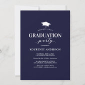 Elegant Navy Blue Photo Afstuderen Invitation Kaart (Achterkant)