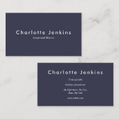 Elegant Navy Blue Professional Visitekaartje (Voorkant / Achterkant)