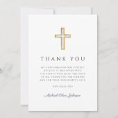 Elegant Navy Blue Religious Cross Confirmation Bedankkaart (Voorkant)