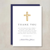 Elegant Navy Blue Religious Cross Confirmation Bedankkaart
