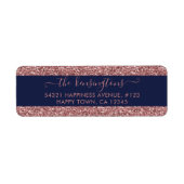 Elegant Navy Blue Roos Gold Glitter Sparkle Label (Voorkant)