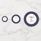 Elegant Navy Blue Roos Gold Palm Tree Weddenschap Confetti (Voorkanten)