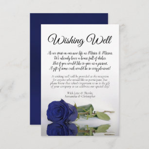 Elegant Navy Blue Roos Wedding Wishing Well Poem Informatiekaartje