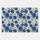 Elegant  Navy Blue Rozen Flora Pattern Inpakpapier Vel (Voorkant 3)