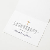 Elegant Navy Blue Script Boy First Communion  Bedankkaart
