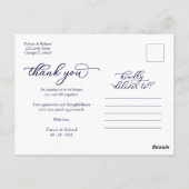 Elegant Navy Blue Script Foto bedankt Briefkaart (Achterkant)
