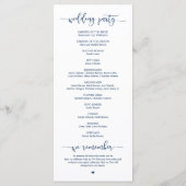 Elegant Navy Blue Script, onze huwelijksceremonie Programma (Achterkant)