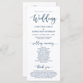 Elegant Navy Blue Script, onze huwelijksceremonie Programma (Voorkant / Achterkant)