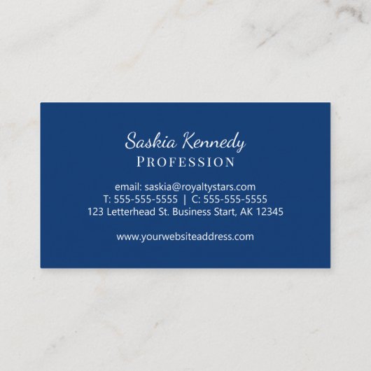 Elegant Navy Blue Script Professional Monogram Visitekaartje (Achterkant)