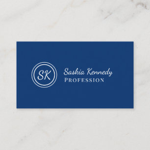 Elegant Navy Blue Script Professional Monogram Visitekaartje