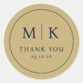 Elegant Navy Blue Serif Thank You Sticker (Voorkant)