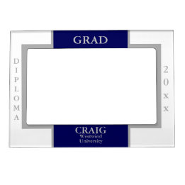 Elegant Navy Blue Silver Afstuderen Magnetisch Fotolijstje