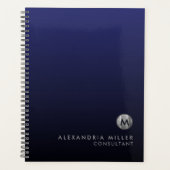 Elegant Navy Blue Silver Appointing Book Planner (Voorkant)