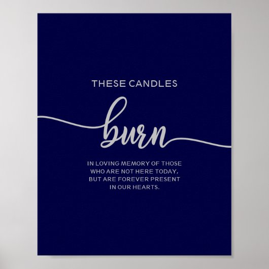 Elegant Navy Blue Silver deze kaarsen branden Poster (Voorkant)