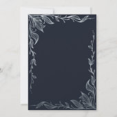 Elegant Navy Blue Silver Drawn Floral Vine Wedding Kaart (Achterkant)
