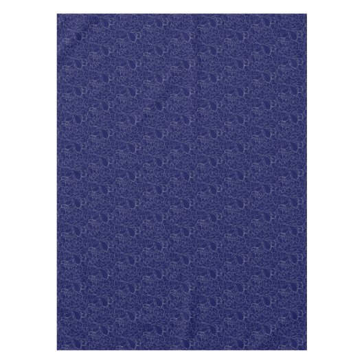 Elegant Navy Blue Silver Floral Pattern Tafelkleed (Voorkant)