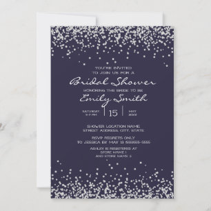 Elegant Navy Blue Silver Glitter Vrijgezellenfeest Kaart