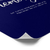 Elegant Navy Blue Silver Wedding Memorial Sign Poster (Hoek)