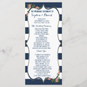 Elegant Navy Blue Stripes Wedding Ceremony Program Programma (Voorkant)