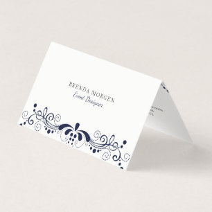 Elegant Navy Blue  Swirls Lace Visitekaartjes