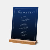 Elegant Navy Blue Typographic Bar Menu Acryl Bord (Hoek)