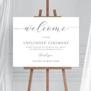 Elegant Navy Blue Unplugged Mariage Affiche de bie
