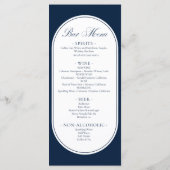 Elegant Navy Blue Wedding Dinner Menu & Bar Menu (Dos)