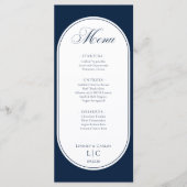 Elegant Navy Blue Wedding Dinner Menu & Bar Menu (Devant)