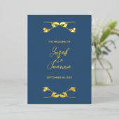 Elegant Navy Blue Wedding Folie Uitnodiging (Staand Voorkant)