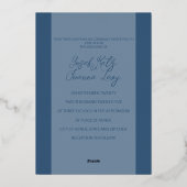 Elegant Navy Blue Wedding Folie Uitnodiging (Achterkant)