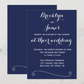 Elegant Navy Blue Wedding Invitations Kaart (Voorkant / Achterkant)