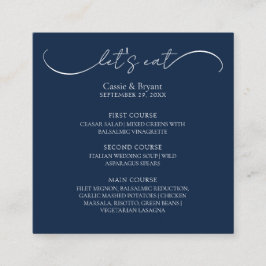 Elegant Navy Blue Wedding Menu Behuizing Kaart