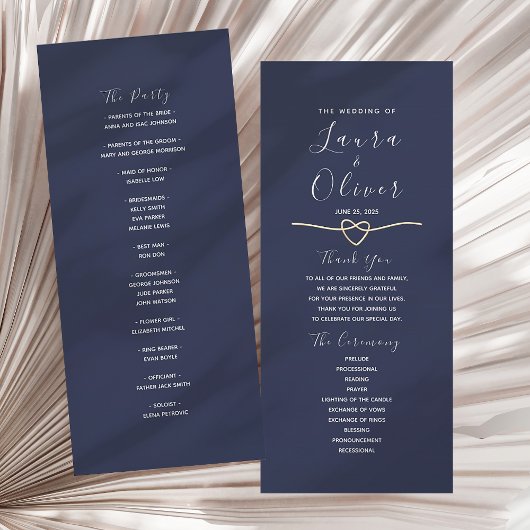 Elegant Navy Blue Wedding Programme