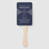 Elegant Navy Blue Wedding Programme Handwaaier (Voorkant)