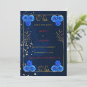 Elegant Navy Blue Wedding Save the Date Template (Debout devant)