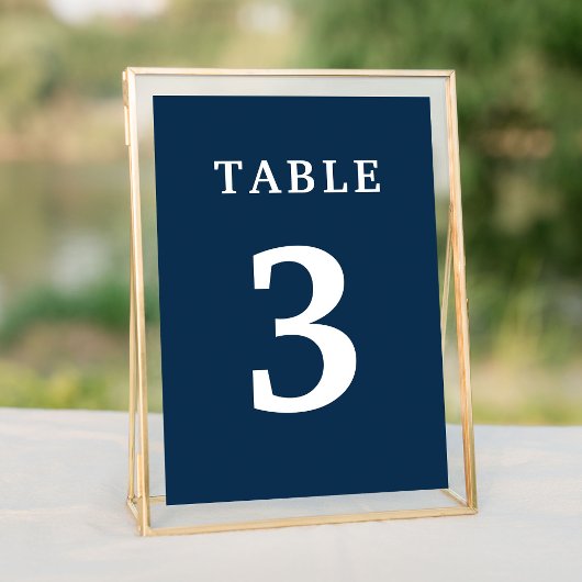 Elegant Navy Blue Wedding Table Number Kaart