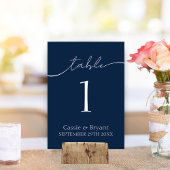 Elegant Navy Blue Wedding Table Number Kaart