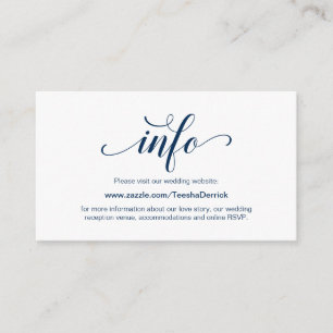 Elegant Navy Blue, Wedding Website - Gegevens Informatiekaartje